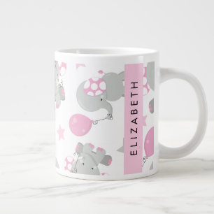 Muster von Elefanten, Niedliche Elefanten, Ihr Nam Jumbo-Tasse