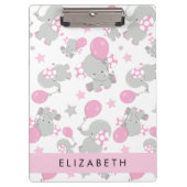 Muster von Elefanten, Niedliche Elefanten, Ihr Nam Klemmbrett (Vorderseite)