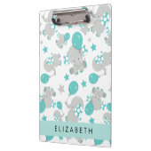 Muster von Elefanten, Niedliche Elefanten, Ihr Nam Klemmbrett (Links)