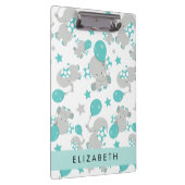 Muster von Elefanten, Niedliche Elefanten, Ihr Nam Klemmbrett (Rechts)