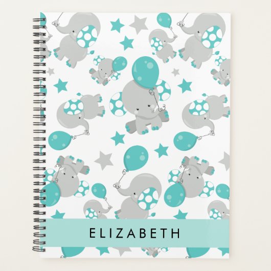 Muster von Elefanten, Niedliche Elefanten, Ihr Nam Planer (Vorderseite)