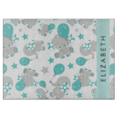 Muster von Elefanten, Niedliche Elefanten, Ihr Nam Schneidebrett (Vorderseite)