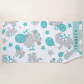 Muster von Elefanten, Niedliche Elefanten, Ihr Nam Strandtuch (Vorderseite)