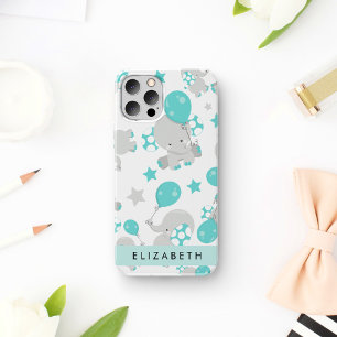Muster von Elefanten, Süße Elefanten, Ihr Name iPhone 16 Hülle