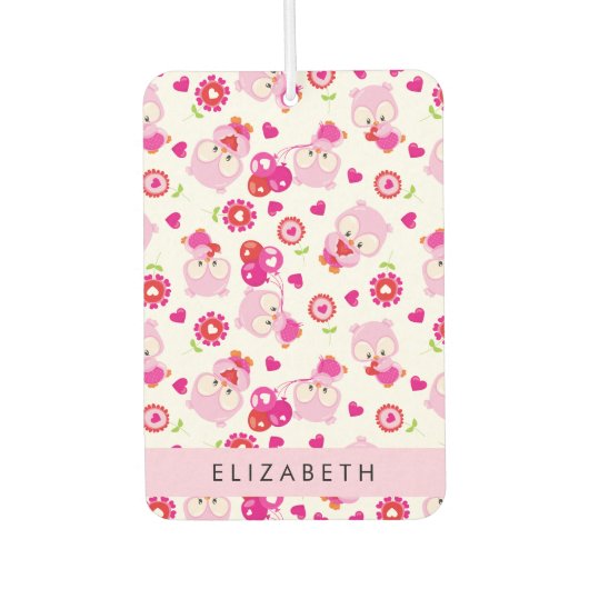 Muster von Eulen, Niedlichen Eulen, rosa Eulen, Ih Autolufterfrischer (Vorderseite)