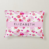 Muster von Eulen, Niedlichen Eulen, rosa Eulen, Ih Dekokissen (Rückseite)