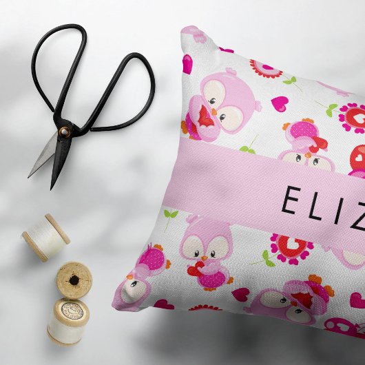 Muster von Eulen, Niedlichen Eulen, rosa Eulen, Ih Dekokissen