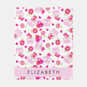 Muster von Eulen, Niedlichen Eulen, rosa Eulen, Ih Fleecedecke (Vorderseite)