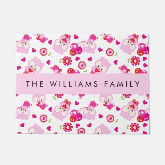 Muster von Eulen, Niedlichen Eulen, rosa Eulen, Ih Fußmatte (Vorderseite)