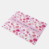 Muster von Eulen, Niedlichen Eulen, rosa Eulen, Ih Fußmatte (Schrägansicht)