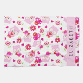 Muster von Eulen, Niedlichen Eulen, rosa Eulen, Ih Geschirrtuch (Horizontal)