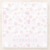 Muster von Eulen, Niedlichen Eulen, rosa Eulen, Ih Glasuntersetzer (Rückseite)