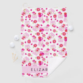 Muster von Eulen, Niedlichen Eulen, rosa Eulen, Ih Golfhandtuch (Insitu)