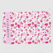 Muster von Eulen, Niedlichen Eulen, rosa Eulen, Ih Golfhandtuch (Horizontal)