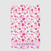 Muster von Eulen, Niedlichen Eulen, rosa Eulen, Ih Golfhandtuch (Vorderseite)