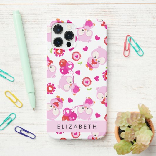Muster von Eulen, Niedlichen Eulen, rosa Eulen, Ih iPhone Hülle (Auf dem Schreibtisch)