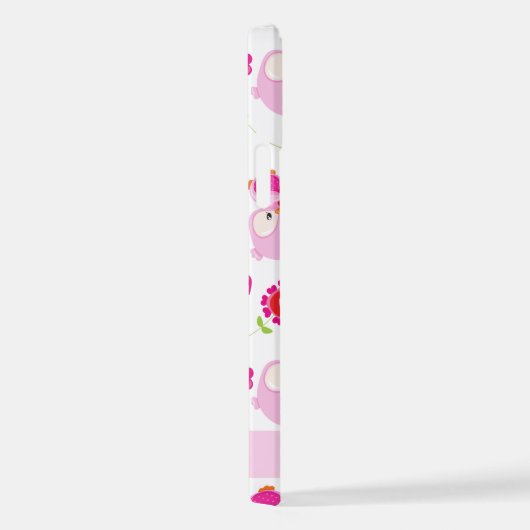 Muster von Eulen, Niedlichen Eulen, rosa Eulen, Ih iPhone Hülle (Rechte Seite)