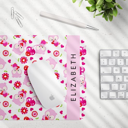 Muster von Eulen, Niedlichen Eulen, rosa Eulen, Ih Mousepad