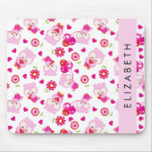 Muster von Eulen, Niedlichen Eulen, rosa Eulen, Ih Mousepad (Vorne)