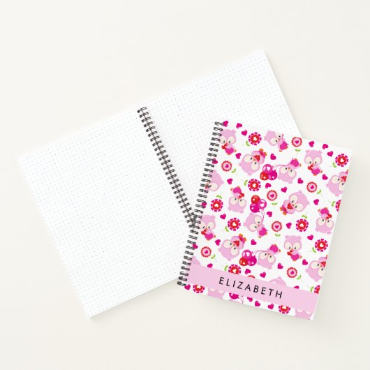 Muster von Eulen, Niedlichen Eulen, rosa Eulen, Ih Notizblock (Innenseite)