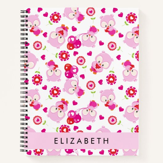 Muster von Eulen, Niedlichen Eulen, rosa Eulen, Ih Notizblock (Vorderseite)