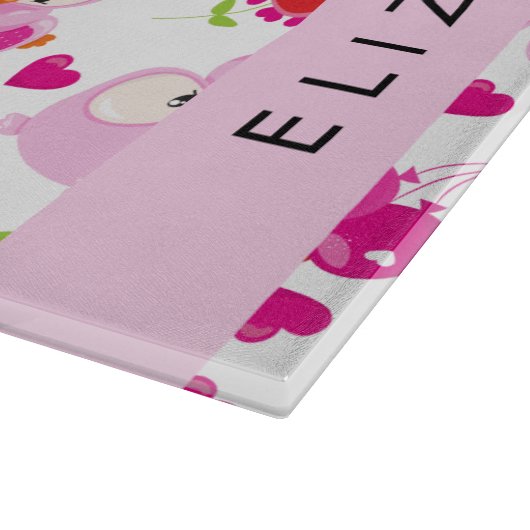 Muster von Eulen, Niedlichen Eulen, rosa Eulen, Ih Schneidebrett (Ecke)