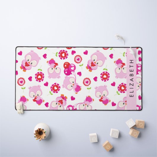 Muster von Eulen, Niedlichen Eulen, rosa Eulen, Ih Schreibtischunterlage (Kindertisch)