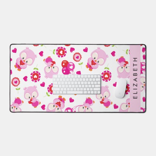 Muster von Eulen, Niedlichen Eulen, rosa Eulen, Ih Schreibtischunterlage (Tastatur & Maus)