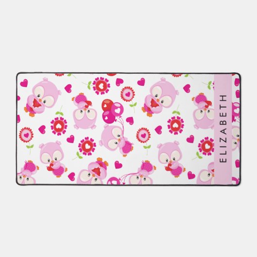 Muster von Eulen, Niedlichen Eulen, rosa Eulen, Ih Schreibtischunterlage (Vorderseite)