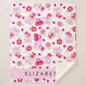 Muster von Eulen, Niedlichen Eulen, rosa Eulen, Ih Sherpadecke (Vorderseite)