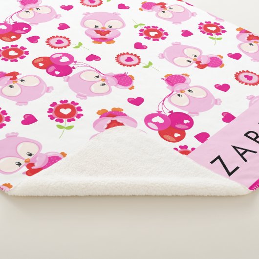 Muster von Eulen, Niedlichen Eulen, rosa Eulen, Ih Sherpadecke (3/4)