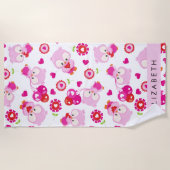 Muster von Eulen, Niedlichen Eulen, rosa Eulen, Ih Strandtuch (Vorderseite)