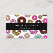 Muster von farbenfrohen Donuts, Kuchenladen, Kondi Visitenkarte (Vorderseite)