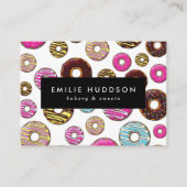 Muster von farbenfrohen Donuts, Kuchenladen, Kondi Visitenkarte (Vorderseite)