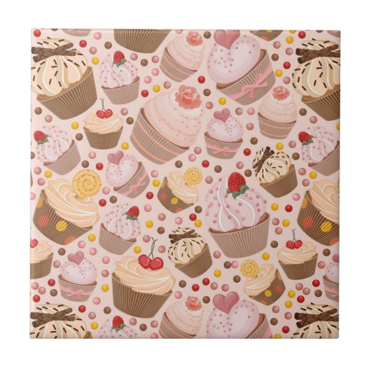 Muster von feierlichen Cupcakes Fliese (Vorderseite)