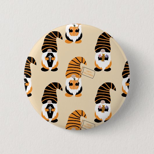 Muster von Gnomen, Halloween-Gnomen-Trick oder -Be Button (Vorderseite)