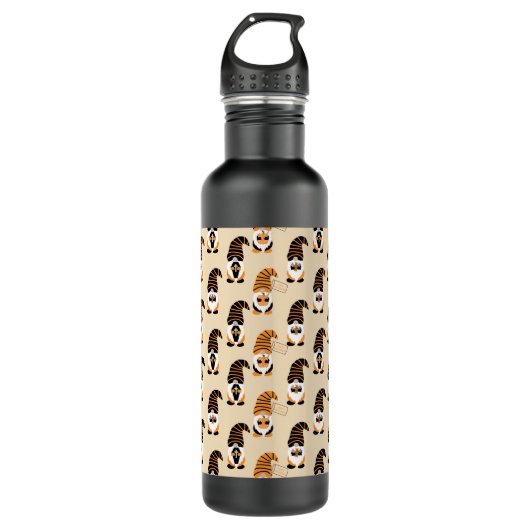 Muster von Gnomen, Halloween-Gnomen-Trick oder -Be Edelstahlflasche (Vorderseite)