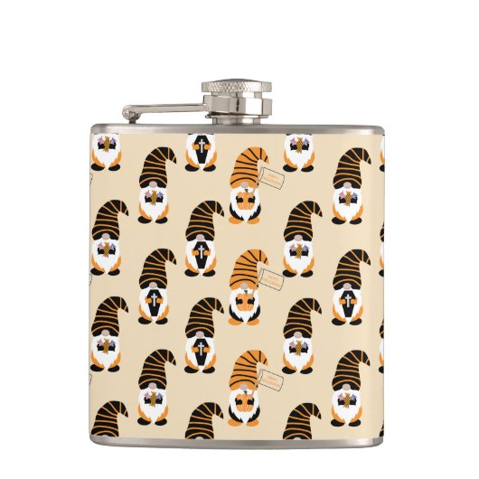 Muster von Gnomen, Halloween-Gnomen-Trick oder -Be Flachmann (Vorderseite)