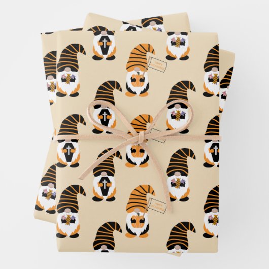 Muster von Gnomen, Halloween-Gnomen-Trick oder -Be Geschenkpapier Set (Beispiel)