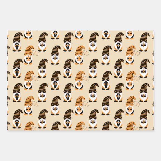 Muster von Gnomen, Halloween-Gnomen-Trick oder -Be Geschenkpapier Set (Vorderseite)