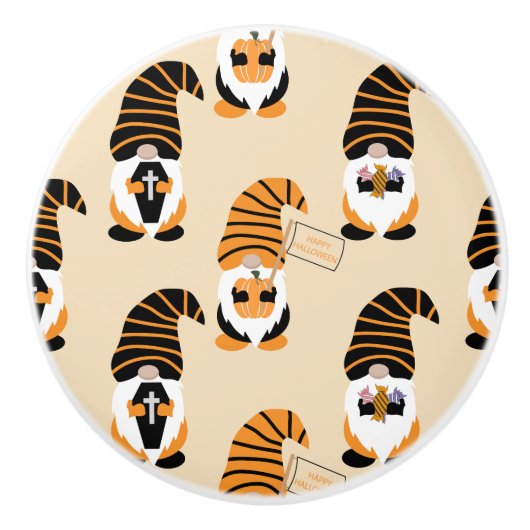 Muster von Gnomen, Halloween-Gnomen-Trick oder -Be Keramikknauf (Vorderseite)