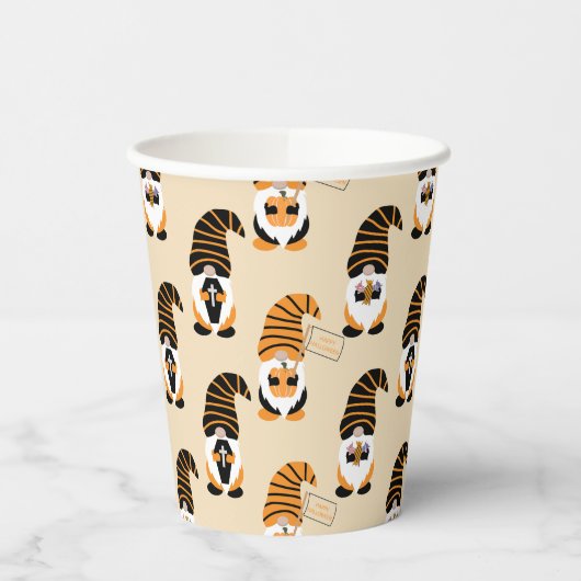 Muster von Gnomen, Halloween-Gnomen-Trick oder -Be Pappbecher (Links)