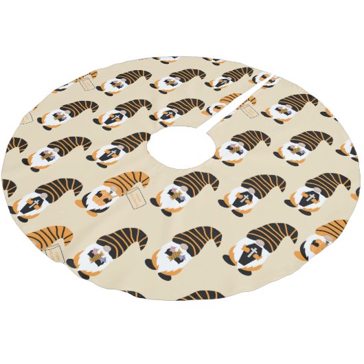 Muster von Gnomen, Halloween-Gnomen-Trick oder -Be Polyester Weihnachtsbaumdecke (Schrägansicht)