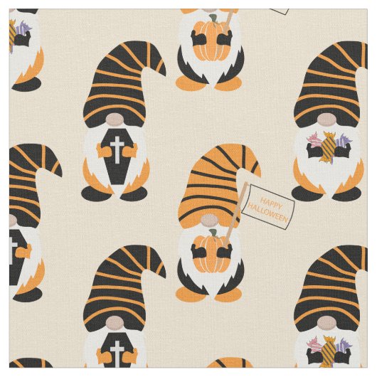 Muster von Gnomen, Halloween-Gnomen-Trick oder -Be Stoff (Nahaufnahme)