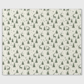 Muster von Grünem Hirsch, Bäumen, Schneeflocken, C Geschenkpapier (Flach)