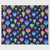 Muster von Heißluftballons. Navy Blue Background Geschenkpapier (Flach)