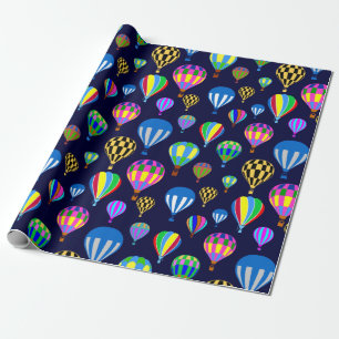 Muster von Heißluftballons. Navy Blue Background Geschenkpapier