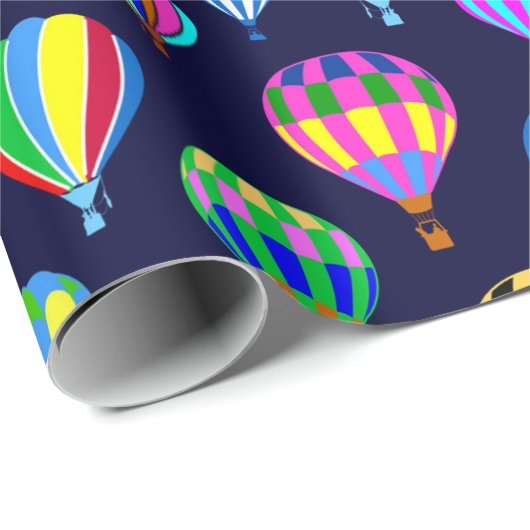 Muster von Heißluftballons. Navy Blue Background Geschenkpapier (Rolleneckpunkt)