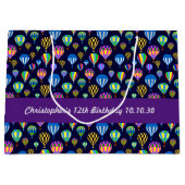 Muster von Heißluftballons. Navy Blue Background Große Geschenktüte (Vorderseite)