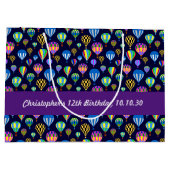 Muster von Heißluftballons. Navy Blue Background Große Geschenktüte (Rückseite)